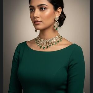 Elegant Gold and Green Jewelry Set